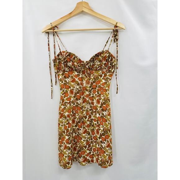 Realisation Par Devon Silk Mini Dress 70's Floral Print - Picture 3 of 11